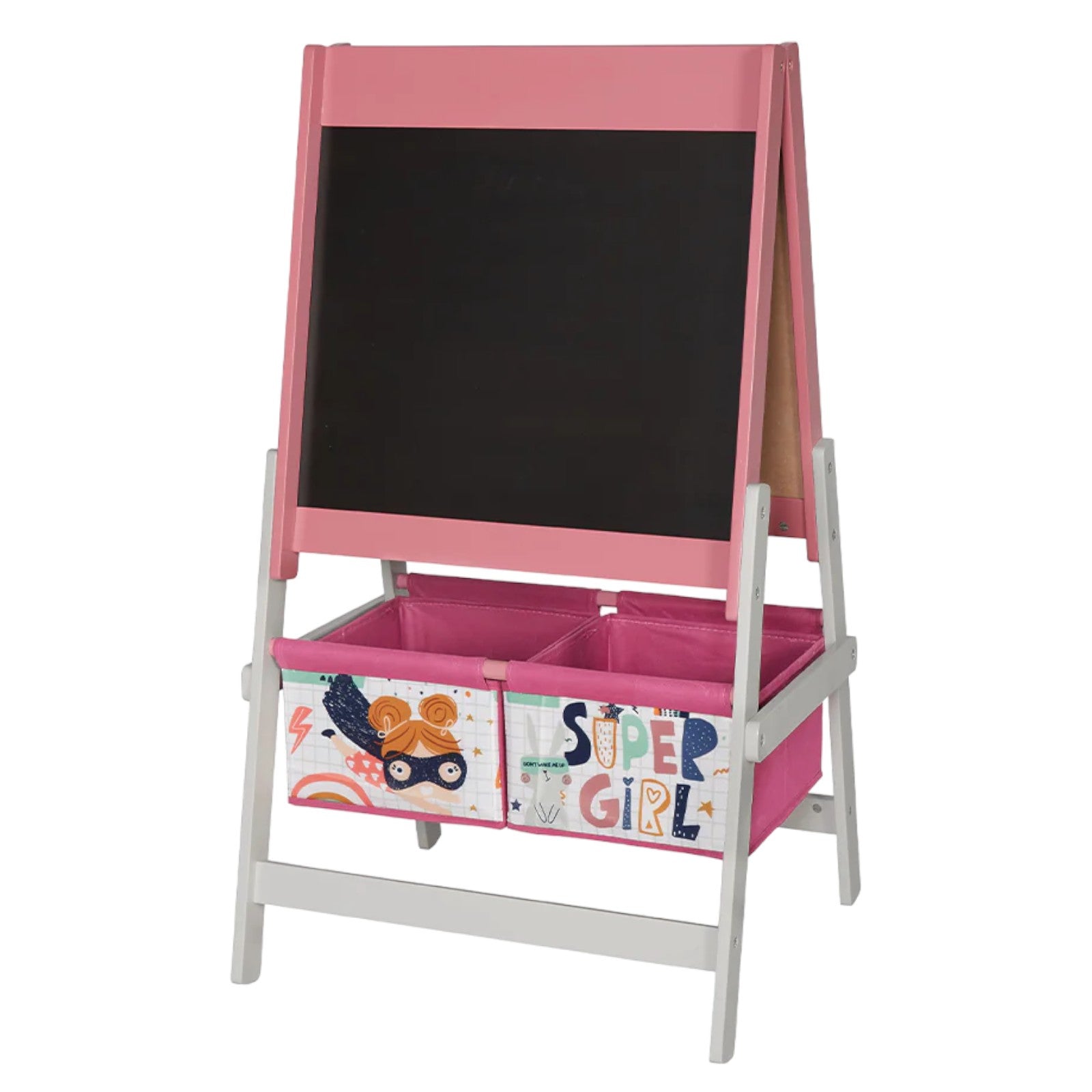 detski-stativ-za-risuvane-ginger-home-3-v-1-cherna-daska-biala-daska-hartiena-rolka-super-girl-TF6004-1 Детски Статив за Рисуване GINGER HOME 3 в 1 - Черна Дъска, Бяла Дъска, Хартиена Ролка, SUPER GIRL - Image 2