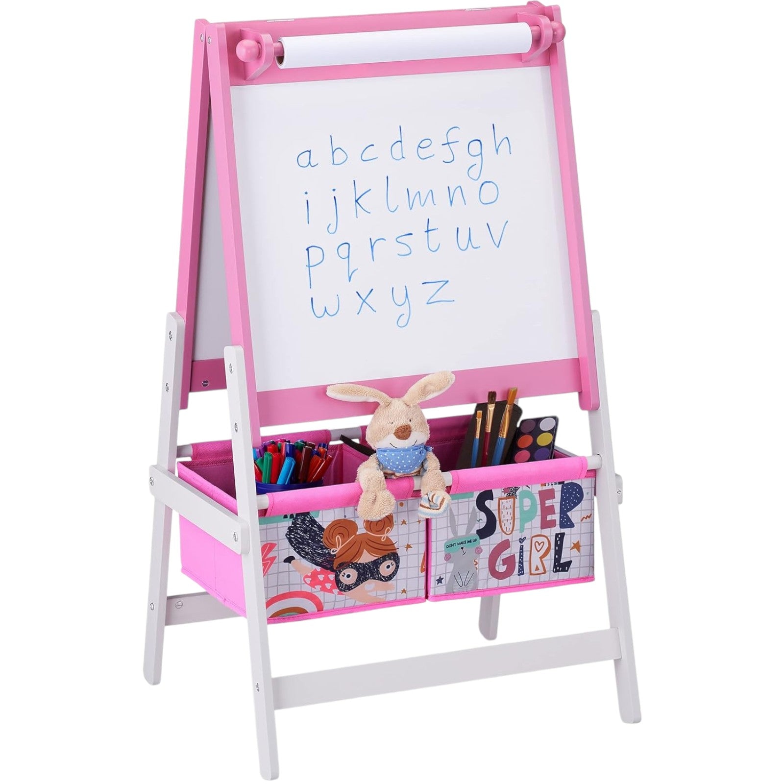 detski-stativ-za-risuvane-ginger-home-3-v-1-cherna-daska-biala-daska-hartiena-rolka-super-girl-TF6004-10 Детски Статив за Рисуване GINGER HOME 3 в 1 - Черна Дъска, Бяла Дъска, Хартиена Ролка, SUPER GIRL - Image 11