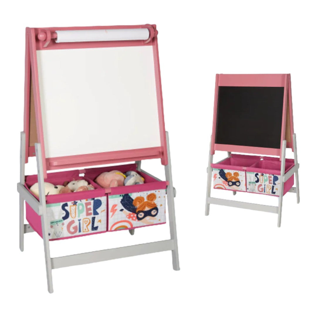 detski-stativ-za-risuvane-ginger-home-3-v-1-cherna-daska-biala-daska-hartiena-rolka-super-girl-TF6004-13 Детски Статив за Рисуване GINGER HOME 3 в 1 - Черна Дъска, Бяла Дъска, Хартиена Ролка, SUPER GIRL - Image 14