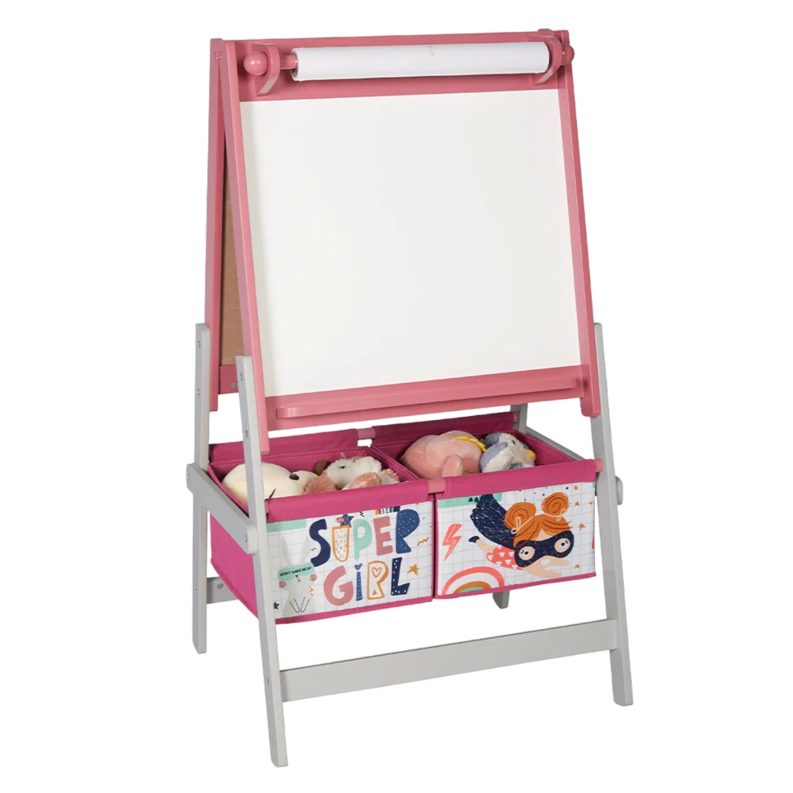 detski-stativ-za-risuvane-ginger-home-3-v-1-cherna-daska-biala-daska-hartiena-rolka-super-girl-TF6004-2 Детски Статив за Рисуване GINGER HOME 3 в 1 - Черна Дъска, Бяла Дъска, Хартиена Ролка, SUPER GIRL - Image 3