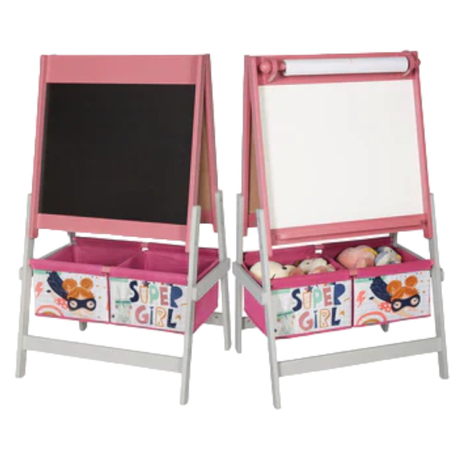 detski-stativ-za-risuvane-ginger-home-3-v-1-cherna-daska-biala-daska-hartiena-rolka-super-girl-TF6004-4 Детски Статив за Рисуване GINGER HOME 3 в 1 - Черна Дъска, Бяла Дъска, Хартиена Ролка, SUPER GIRL - Image 5