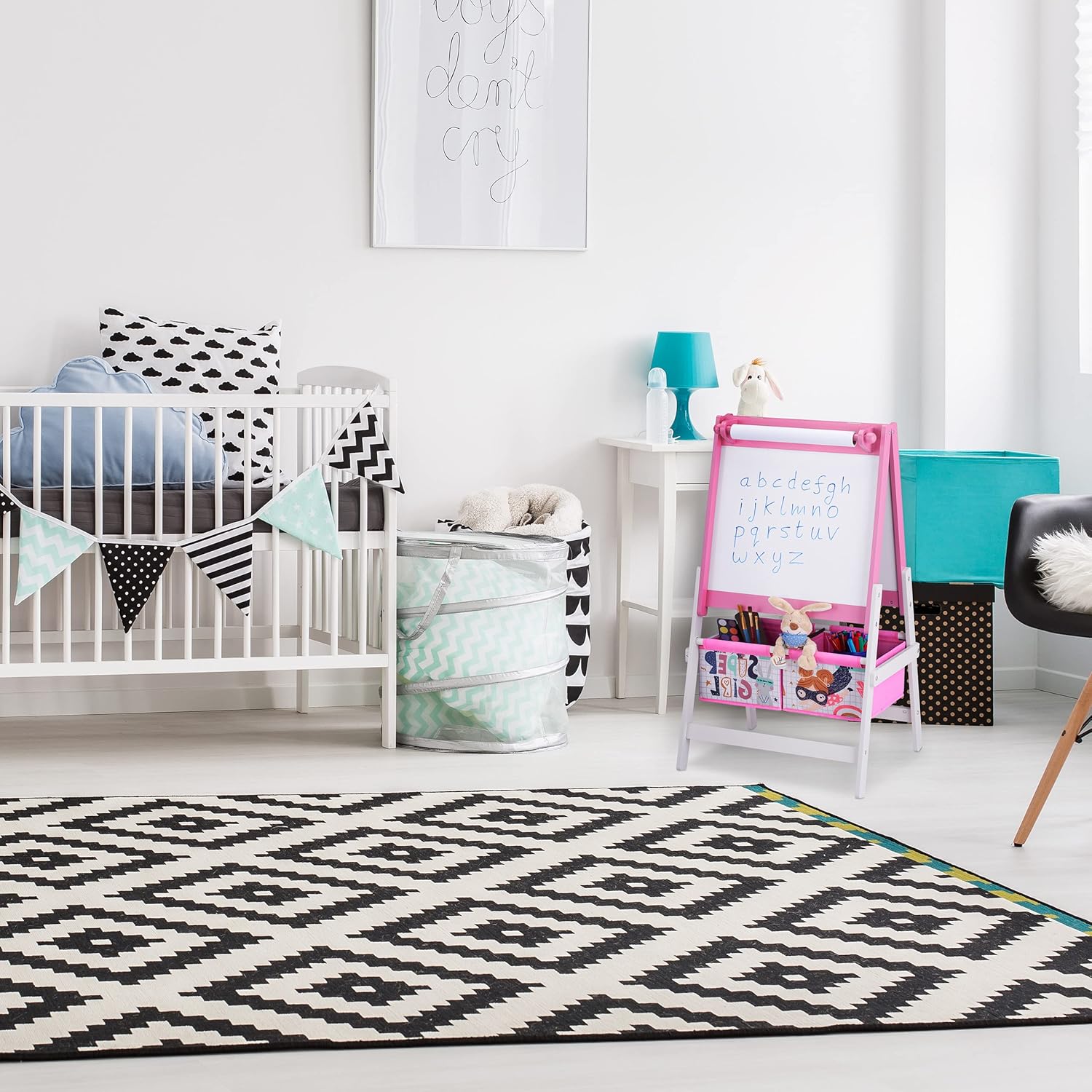 detski-stativ-za-risuvane-ginger-home-3-v-1-cherna-daska-biala-daska-hartiena-rolka-super-girl-TF6004-5 Детски Статив за Рисуване GINGER HOME 3 в 1 - Черна Дъска, Бяла Дъска, Хартиена Ролка, SUPER GIRL - Image 6