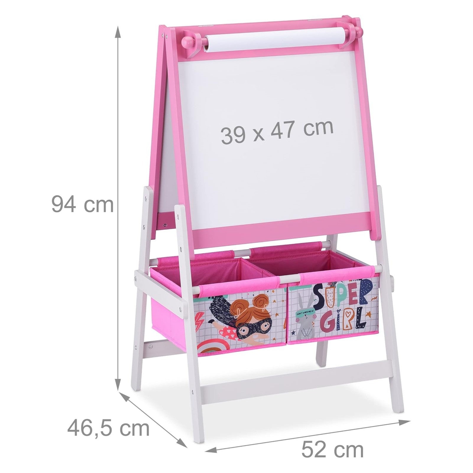 detski-stativ-za-risuvane-ginger-home-3-v-1-cherna-daska-biala-daska-hartiena-rolka-super-girl-TF6004-9 Детски Статив за Рисуване GINGER HOME 3 в 1 - Черна Дъска, Бяла Дъска, Хартиена Ролка, SUPER GIRL - Image 10