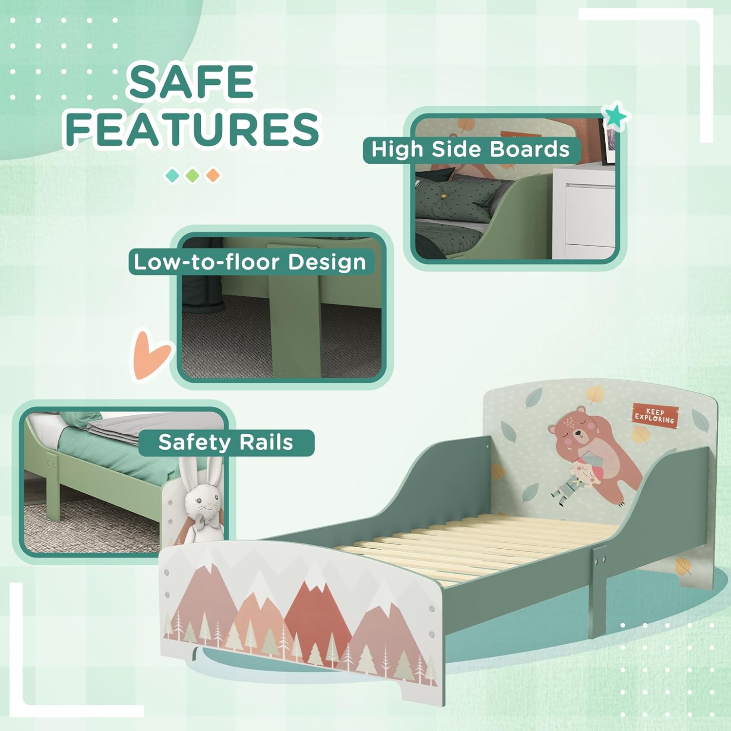 detsko-leglo-ginger-home-zashtita-ot-padane-darveno-podmatrachna-ramka-70h140-sm-forest-TF6805-9 Детско Легло GINGER HOME, Защита от Падане, Дървено, Подматрачна Рамка 70х140 см, FOREST - Image 11