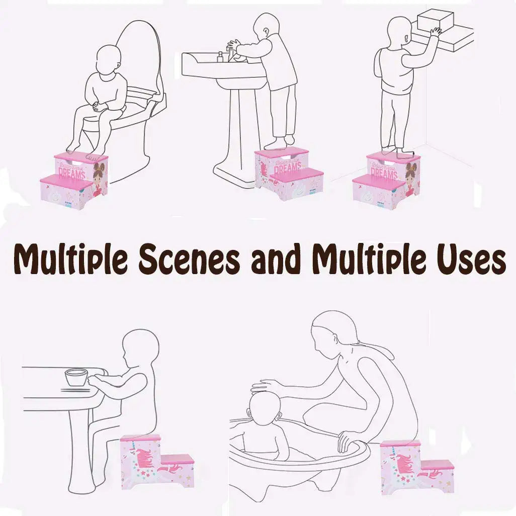 detsko-stolche-ginger-home-darveno-stapalo-2-niva-stulba-detska-staya-rozovo-super-girl-TF6019-2 Детско Столче GINGER HOME, Дървено Стъпало на 2 Нива, Стълба за Детска Стая, розово, SUPER GIRL - Image 3