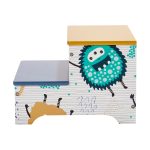 Детско Столче-Стълба, от Дърво, с 2 Стъпала, Място за Съхранение, Дръжка за Пренасяне - MONSTER - Image 2