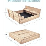 Голям Детски Пясъчник с Пейки и Сгъваем Капак GINGER HOME 157x157x21см, Дървен - Image 14