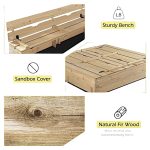 Голям Детски Пясъчник с Пейки и Сгъваем Капак GINGER HOME 157x157x21см, Дървен - Image 19