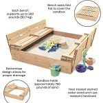 Голям Детски Пясъчник с Пейки и Сгъваем Капак GINGER HOME 157x157x21см, Дървен - Image 16