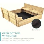 Голям Детски Пясъчник с Пейки и Сгъваем Капак GINGER HOME 157x157x21см, Дървен - Image 17