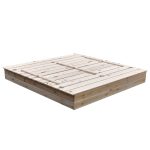 Голям Детски Пясъчник с Пейки и Сгъваем Капак GINGER HOME 157x157x21см, Дървен - Image 3