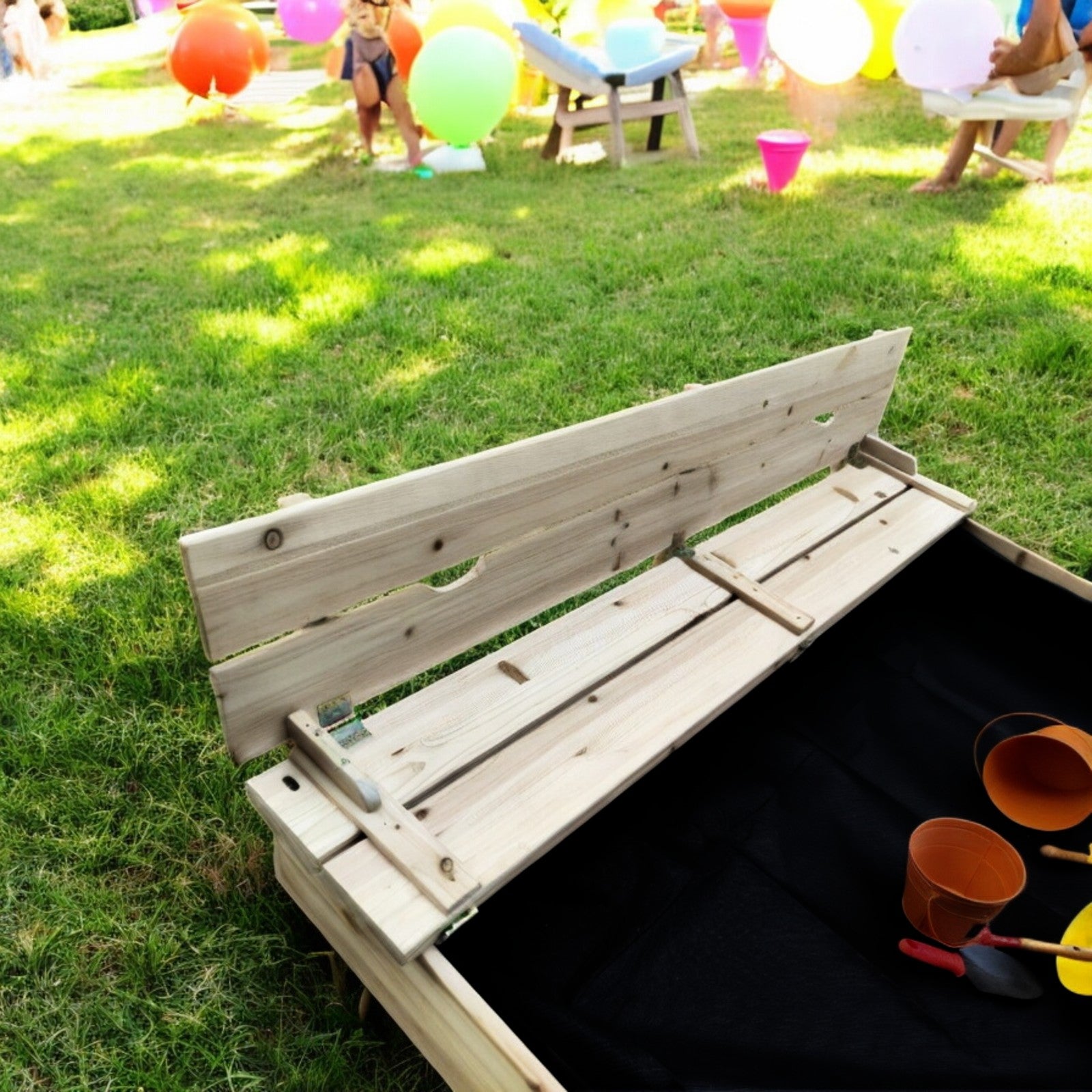 golqm-detski-pyasuchnik-s-peyki-i-sguvaem-kapak-ginger-home-157x157x21-durven-C1113-7 Голям Детски Пясъчник с Пейки и Сгъваем Капак GINGER HOME 157x157x21см, Дървен - Image 9