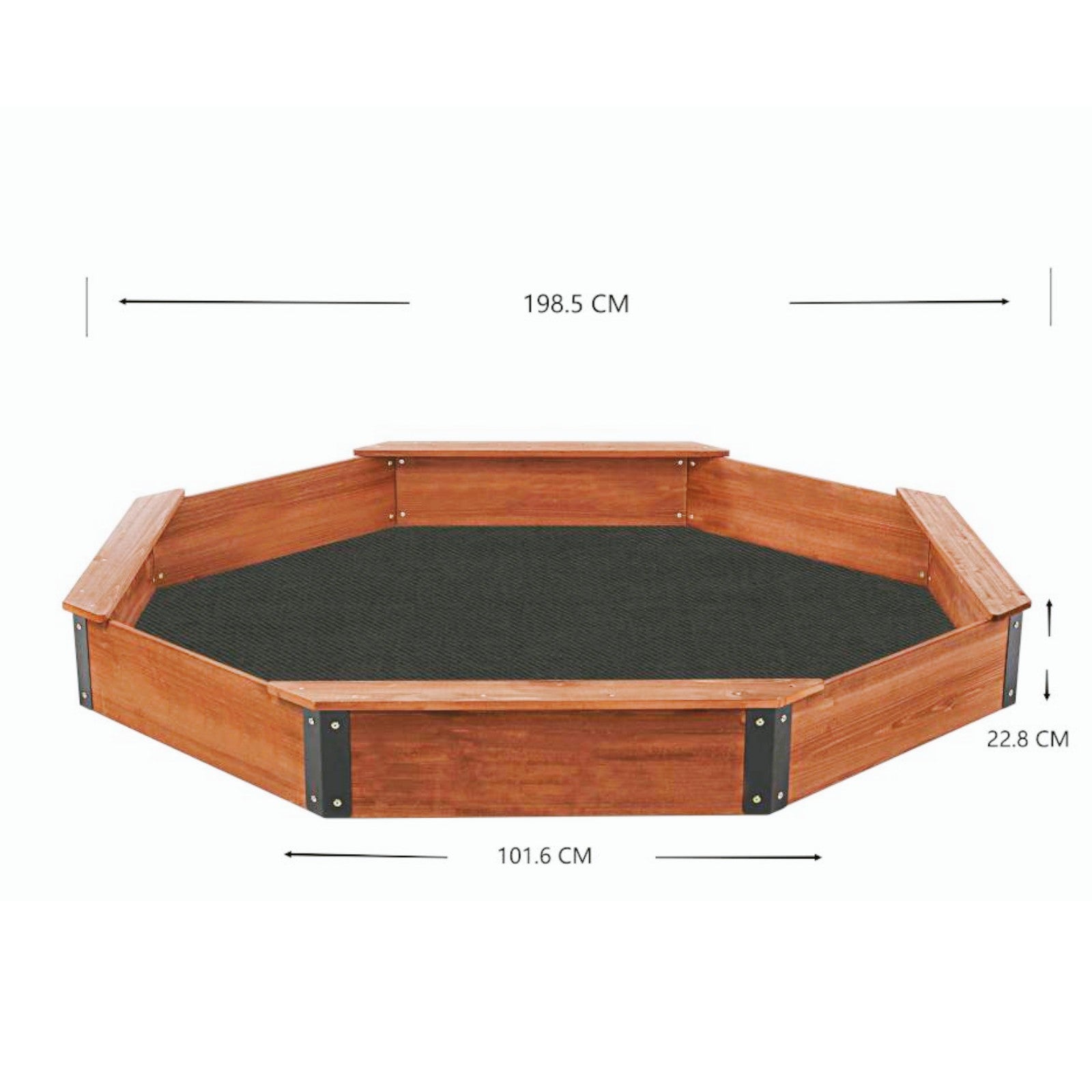 golyam-darven-detski-pyasachnik-s-okrivalo-OCTAGON-199-sm-2433-2 Голям Детски Пясъчник GINGER HOME, Дървен OCTAGON, Водоустойчиво Покривало, 199х199х23 см. - Image 5