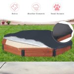 Голям Детски Пясъчник GINGER HOME, Дървен OCTAGON, Водоустойчиво Покривало, 199х199х23 см. - Image 2