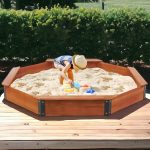 Голям Детски Пясъчник GINGER HOME, Дървен OCTAGON, Водоустойчиво Покривало, 199х199х23 см. - Image 9