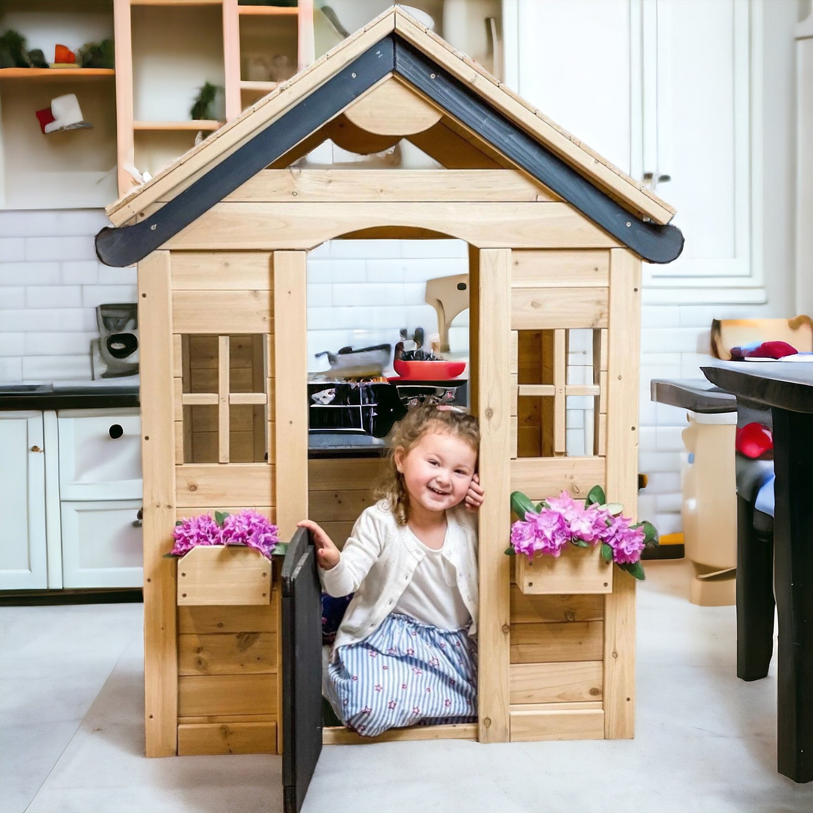 gradinska-kashta-za-igra-C325-13 Детска Къща GINGER HOME, Дървена, Игра на Открито в Двора и Градината, 140 х 112 x 108 см. - Image 15