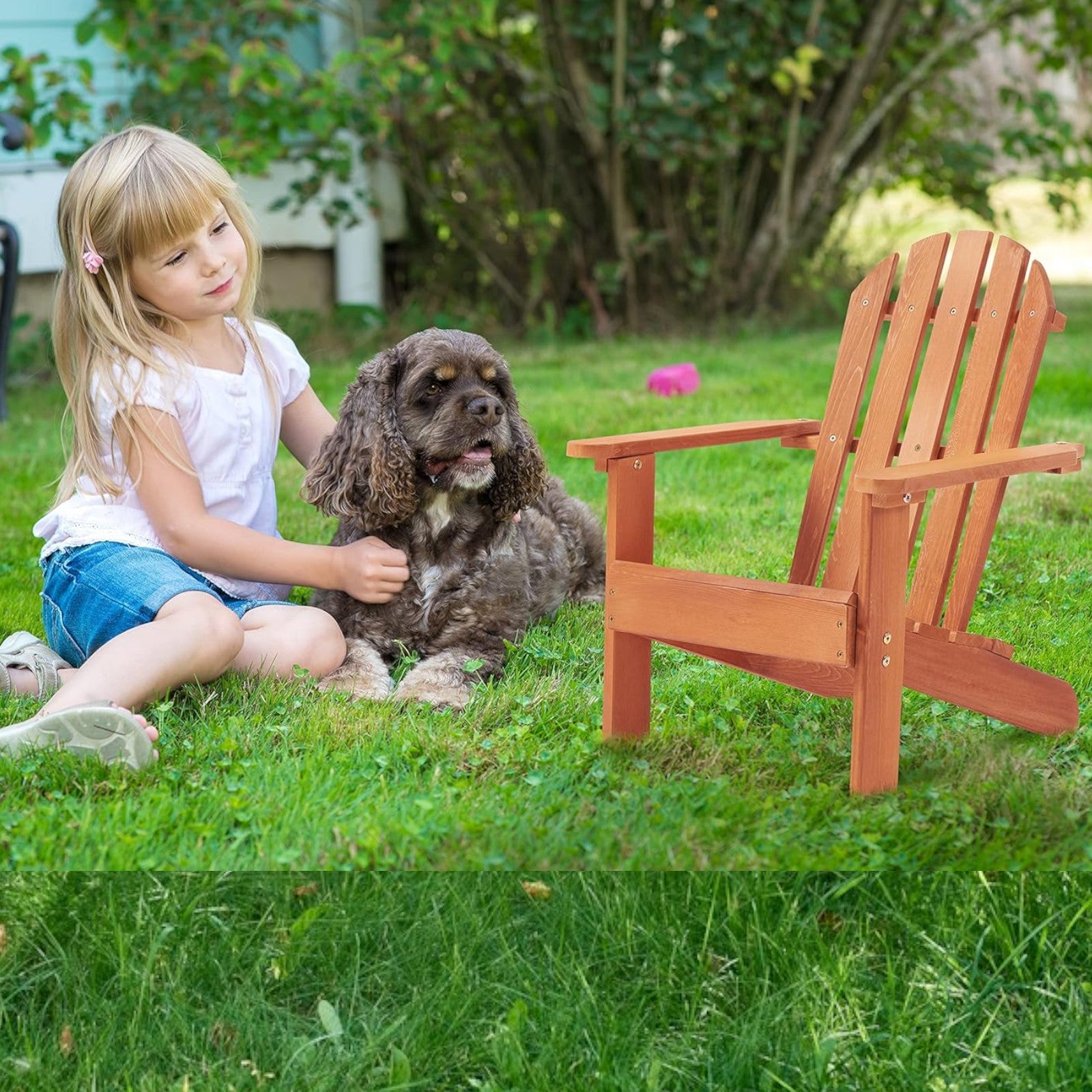 gradinski-detski-stol-shezlong-adirondack-darven-2425-7 Детски Стол GINGER HOME, Шезлонг Adirondack, Релаксация в Градината, Двора, Балкона, Терасата, Къмпинга и Плажа, Дървен - Image 8