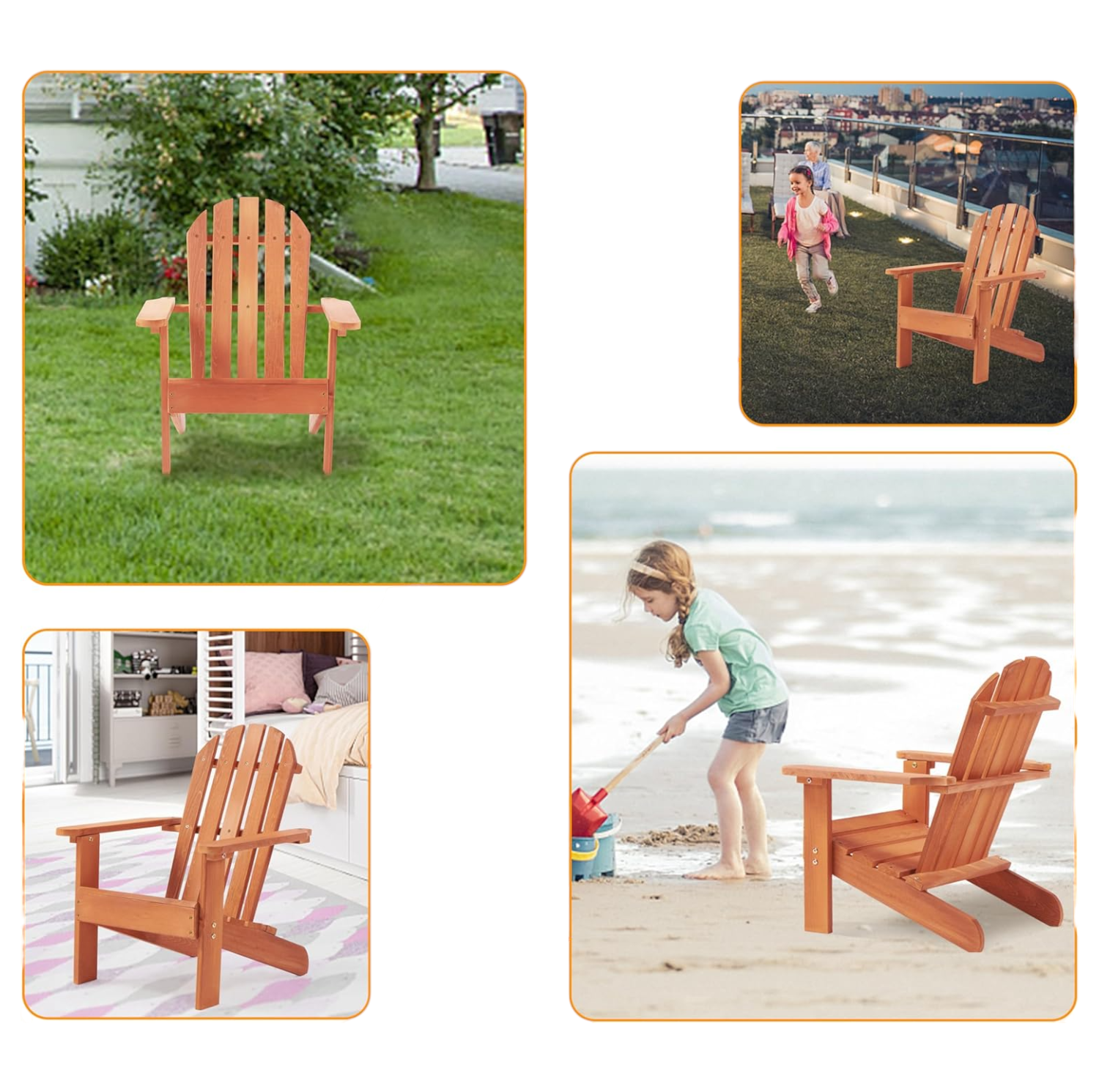 gradinski-detski-stol-shezlong-adirondack-darven-2425-9 Детски Стол GINGER HOME, Шезлонг Adirondack, Релаксация в Градината, Двора, Балкона, Терасата, Къмпинга и Плажа, Дървен - Image 10