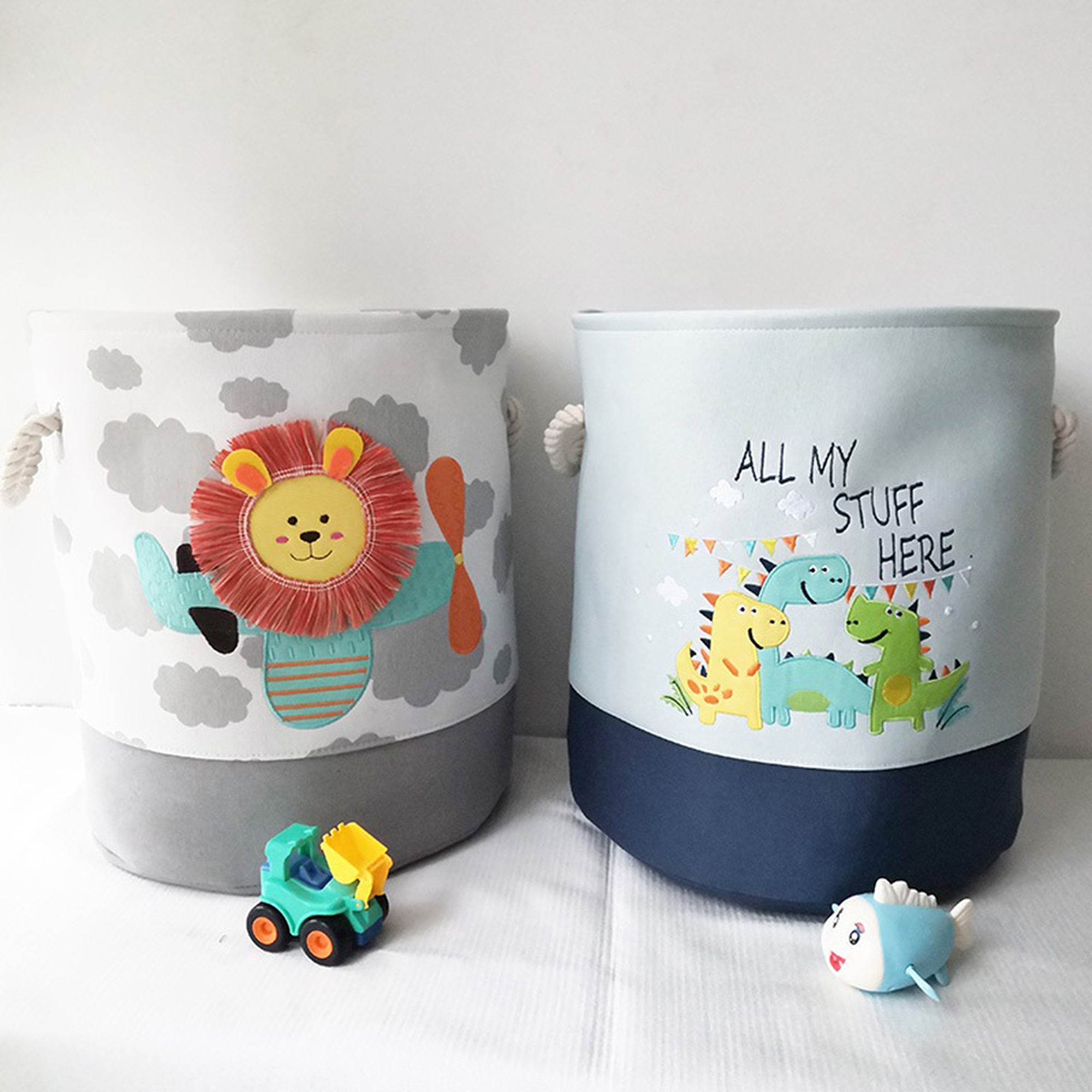 kosh-za-sahranenie-na-igrachki-drehi-prane-sgavaem-s-udobni-drazhki-za-detska-staya-spalnya-dnevna-dinozavri-GH-KQ04-10 Кош за Играчки, Дрехи, Пране, Сгъваем, с Удобни Дръжки, за Детска Стая, Спалня, Дневна - Динозаври - Image 11