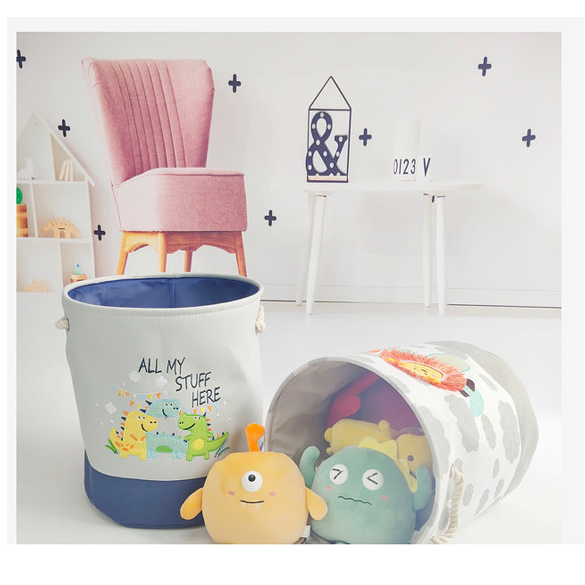 kosh-za-sahranenie-na-igrachki-drehi-prane-sgavaem-s-udobni-drazhki-za-detska-staya-spalnya-dnevna-dinozavri-GH-KQ04-11 Кош за Играчки, Дрехи, Пране, Сгъваем, с Удобни Дръжки, за Детска Стая, Спалня, Дневна - Динозаври - Image 12