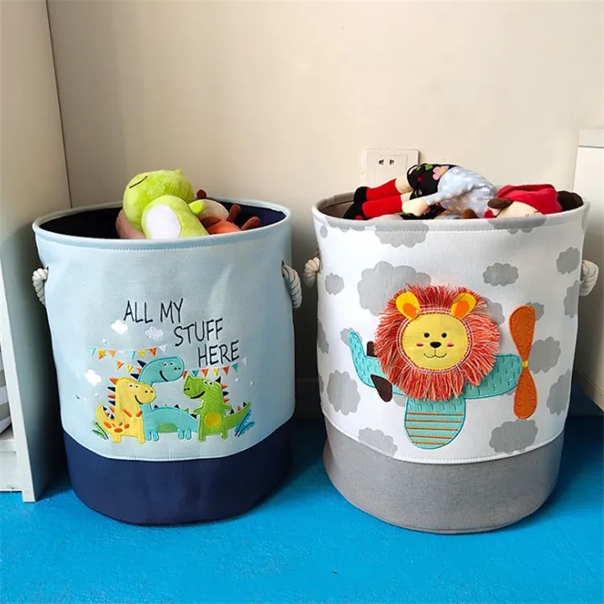 kosh-za-sahranenie-na-igrachki-drehi-prane-sgavaem-s-udobni-drazhki-za-detska-staya-spalnya-dnevna-dinozavri-GH-KQ04-15 Кош за Играчки, Дрехи, Пране, Сгъваем, с Удобни Дръжки, за Детска Стая, Спалня, Дневна - Динозаври - Image 16