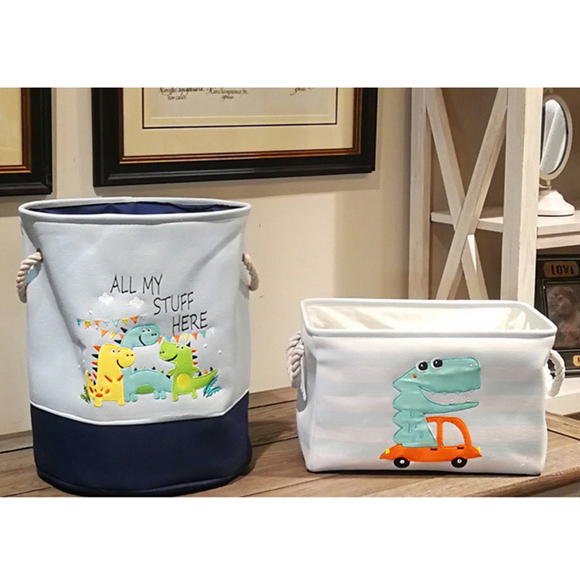 kosh-za-sahranenie-na-igrachki-drehi-prane-sgavaem-s-udobni-drazhki-za-detska-staya-spalnya-dnevna-dinozavri-GH-KQ04-16 Кош за Играчки, Дрехи, Пране, Сгъваем, с Удобни Дръжки, за Детска Стая, Спалня, Дневна - Динозаври - Image 17