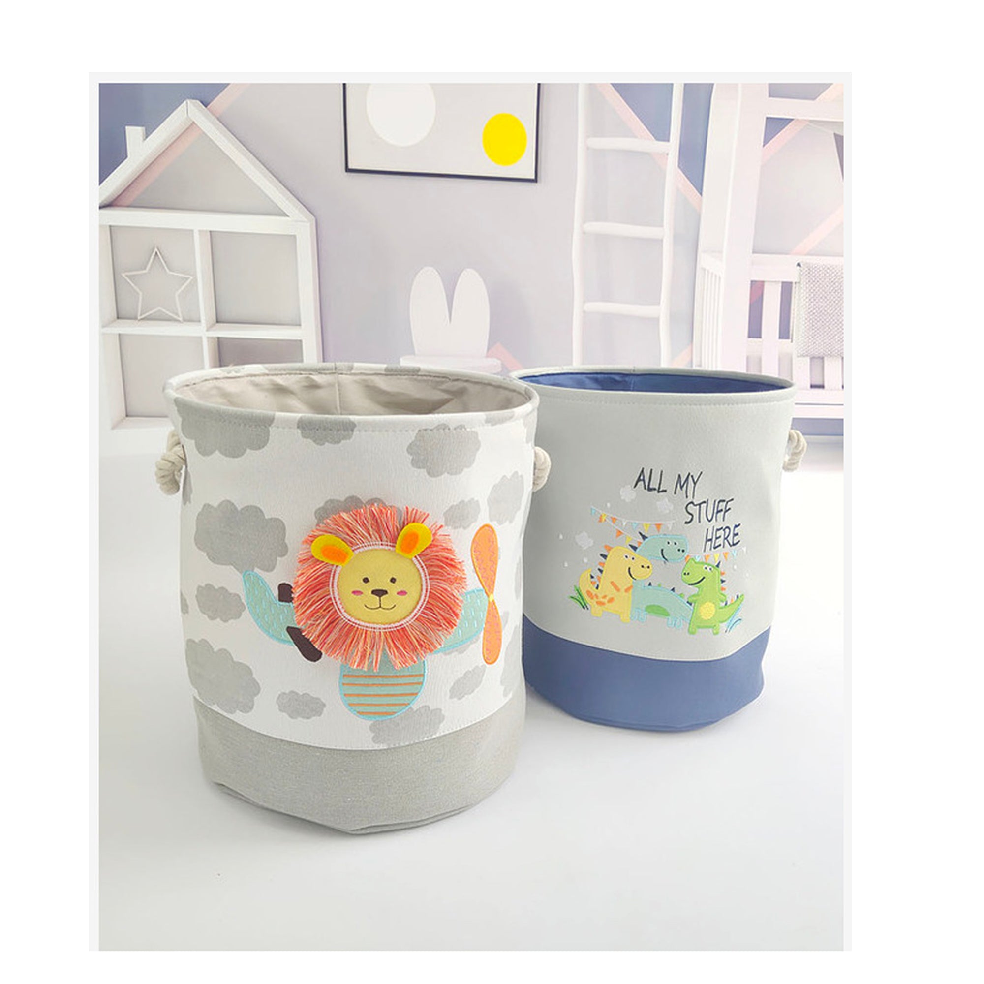 kosh-za-sahranenie-na-igrachki-drehi-prane-sgavaem-s-udobni-drazhki-za-detska-staya-spalnya-dnevna-lavche-GH-KQ03-12 Кош за Играчки, Дрехи, Пране, Сгъваем, с Удобни Дръжки, за Детска стая, Спалня, Дневна - Лъвче - Image 13