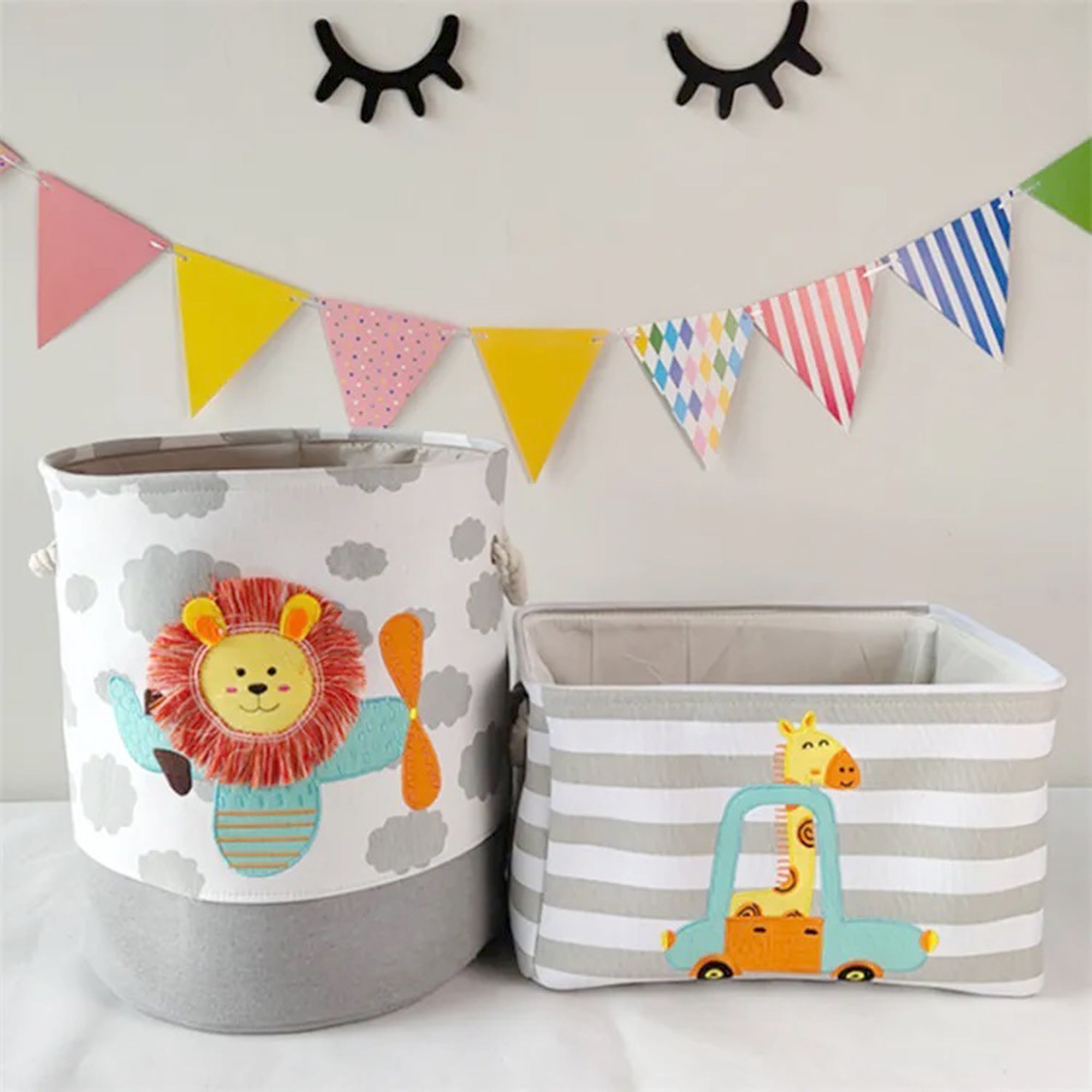 kosh-za-sahranenie-na-igrachki-drehi-prane-sgavaem-s-udobni-drazhki-za-detska-staya-spalnya-dnevna-lavche-GH-KQ03-16 Кош за Играчки, Дрехи, Пране, Сгъваем, с Удобни Дръжки, за Детска стая, Спалня, Дневна - Лъвче - Image 17