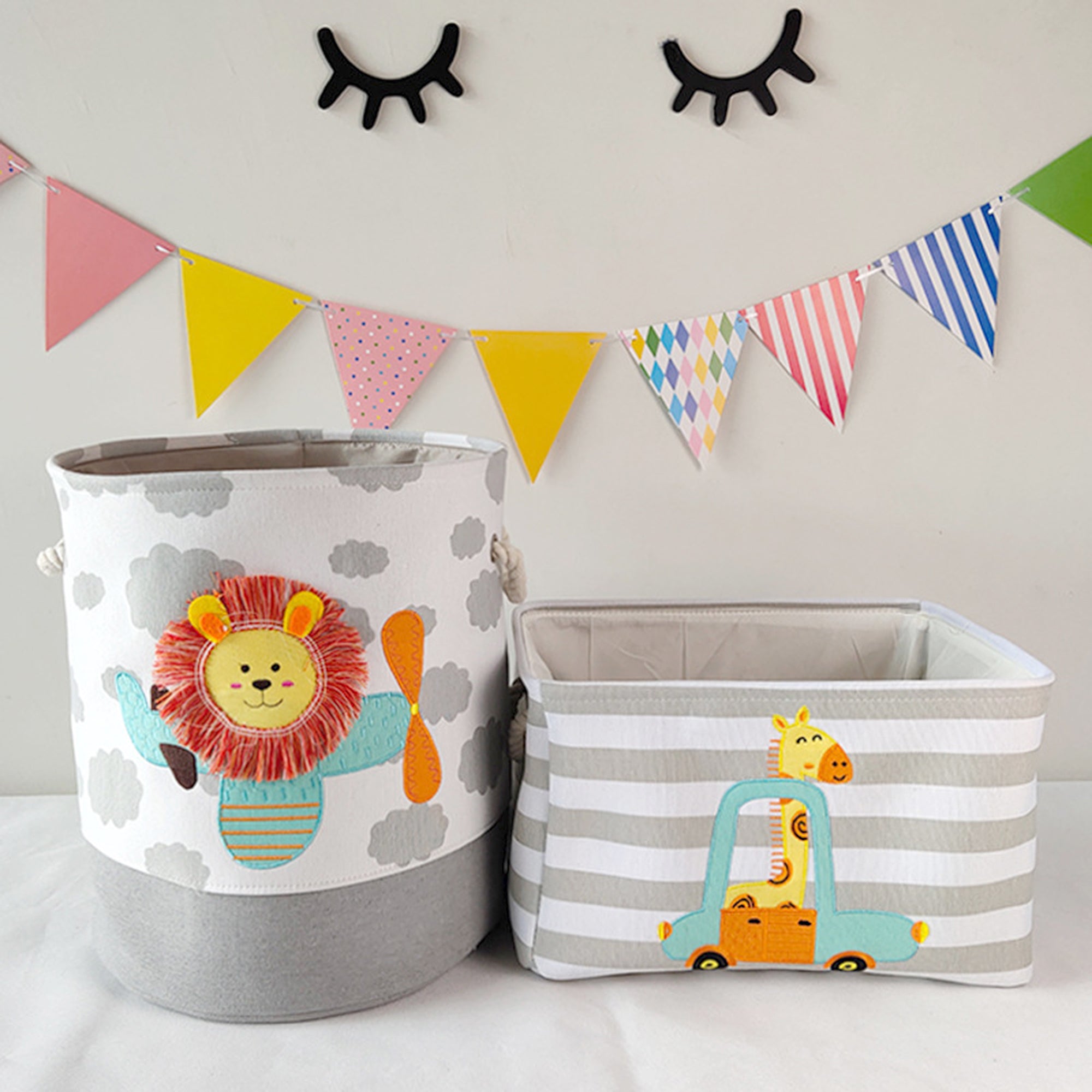 kosh-za-sahranenie-na-igrachki-drehi-prane-sgavaem-s-udobni-drazhki-za-detska-staya-spalnya-dnevna-lavche-GH-KQ03-18 Кош за Играчки, Дрехи, Пране, Сгъваем, с Удобни Дръжки, за Детска стая, Спалня, Дневна - Лъвче - Image 19