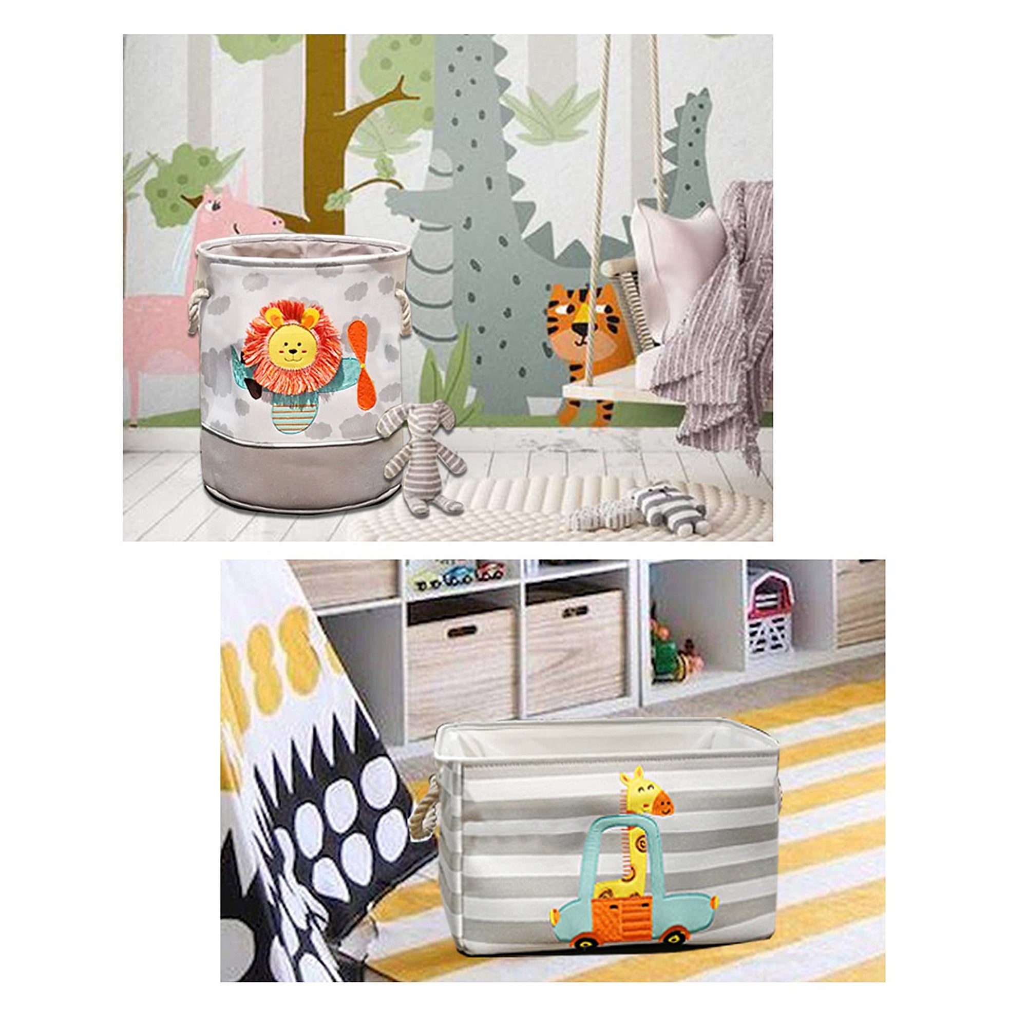 kosh-za-sahranenie-na-igrachki-drehi-prane-sgavaem-s-udobni-drazhki-za-detska-staya-spalnya-dnevna-lavche-GH-KQ03-7 Кош за Играчки, Дрехи, Пране, Сгъваем, с Удобни Дръжки, за Детска стая, Спалня, Дневна - Лъвче - Image 8