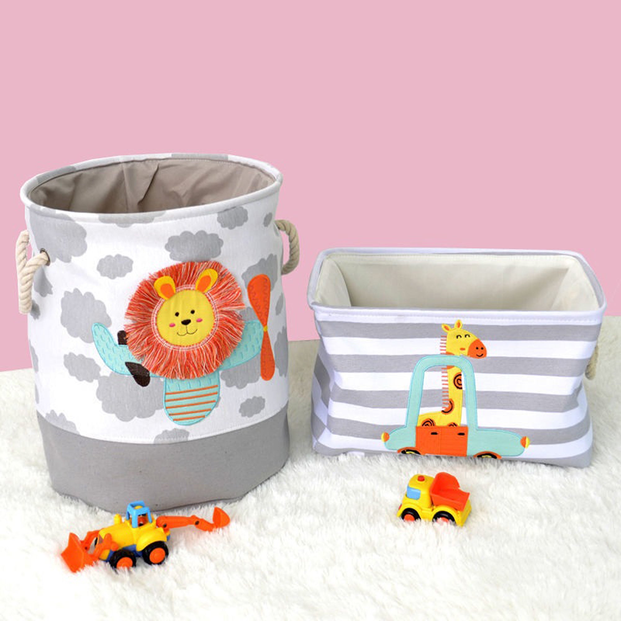 kosh-za-sahranenie-na-igrachki-drehi-prane-sgavaem-s-udobni-drazhki-za-detska-staya-spalnya-dnevna-lavche-GH-KQ03-8 Кош за Играчки, Дрехи, Пране, Сгъваем, с Удобни Дръжки, за Детска стая, Спалня, Дневна - Лъвче - Image 9