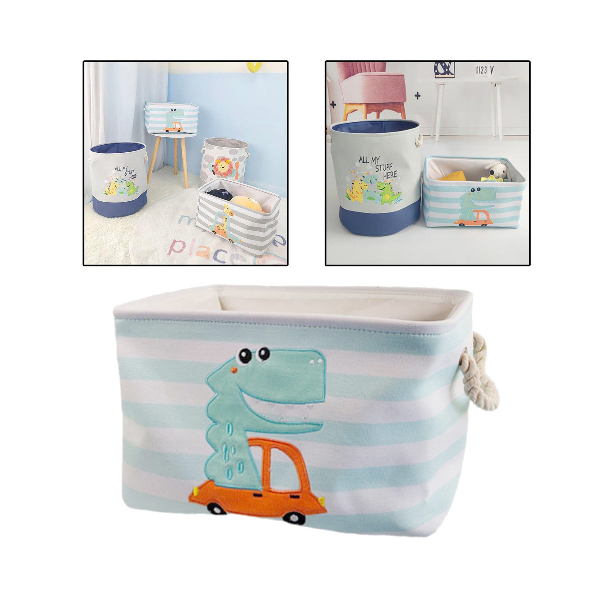 kutia-za-sahranenie-na-igrachki-drehi-prane-sgavaem-s-udobni-drazhki-za-detska-staya-spalnya-dnevna-dinozavri-GH-KQ01-1 Кутия за Съхранение на Играчки, Дрехи, Козметика, Сгъваема, с Удобни Дръжки, за Детска стая, Спалня, Дневна - Динозавър - Image 4
