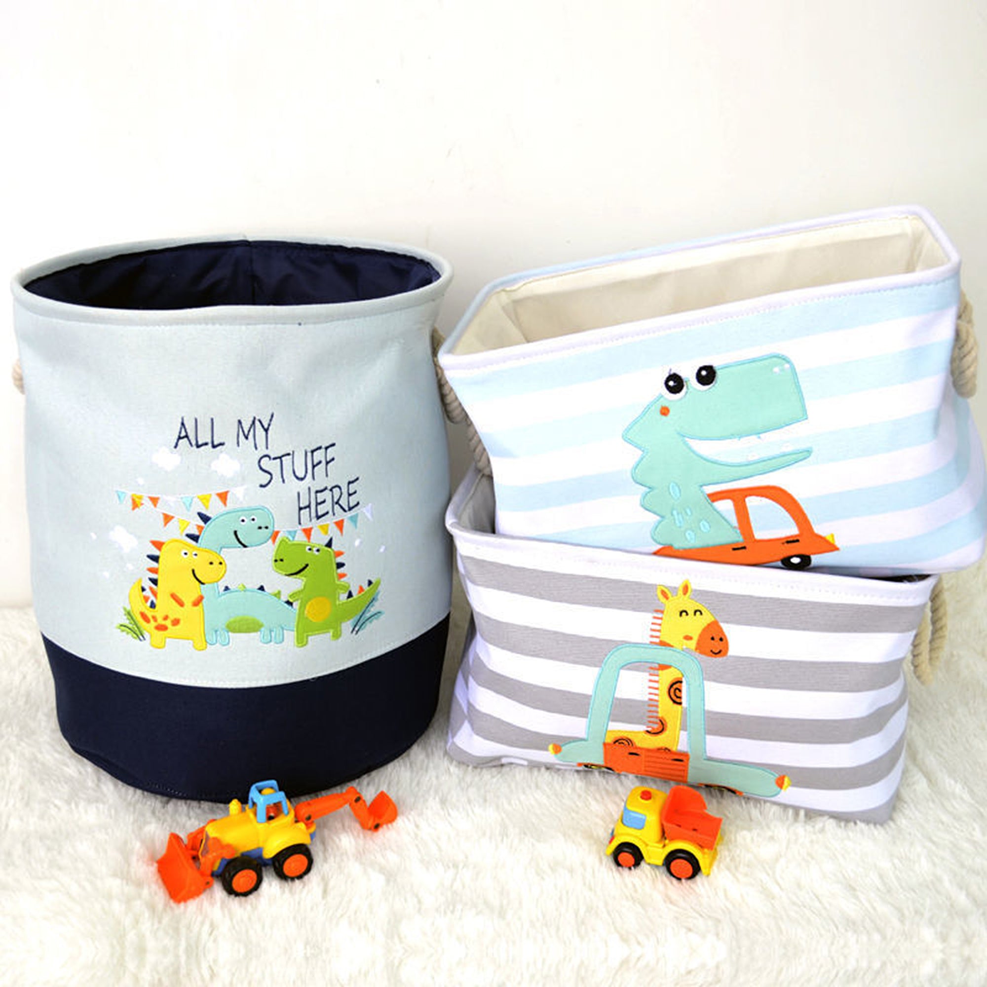kutia-za-sahranenie-na-igrachki-drehi-prane-sgavaem-s-udobni-drazhki-za-detska-staya-spalnya-dnevna-dinozavri-GH-KQ01-9 Кутия за Съхранение на Играчки, Дрехи, Козметика, Сгъваема, с Удобни Дръжки, за Детска стая, Спалня, Дневна - Динозавър - Image 10