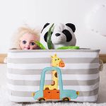 Кутия за Съхранение на Играчки, Дрехи, Козметика, Сгъваема, с Удобни Дръжки, за Детска стая, Спалня, Дневна - Жираф - Image 14