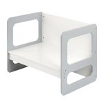 Монтесори Детска маса и Столче GINGER HOME, Дървен Комплект 3 в 1, бяло и сиво - Image 14