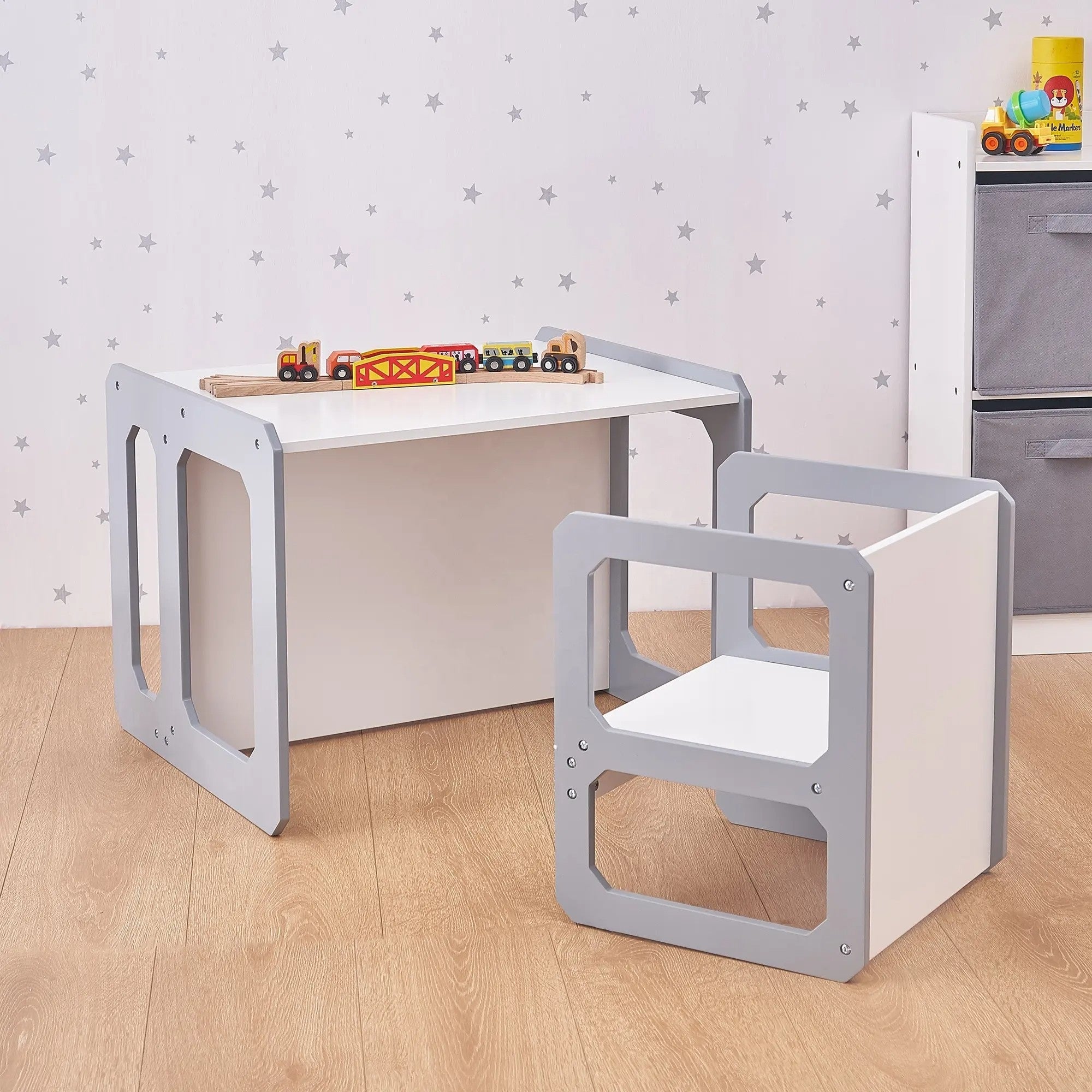 montesori-detska-masa-stolche-ginger-home-darven-komplekt-3v1-bqlo-sivo-TF6912-14 Монтесори Детска маса и Столче GINGER HOME, Дървен Комплект 3 в 1, бяло и сиво - Image 16