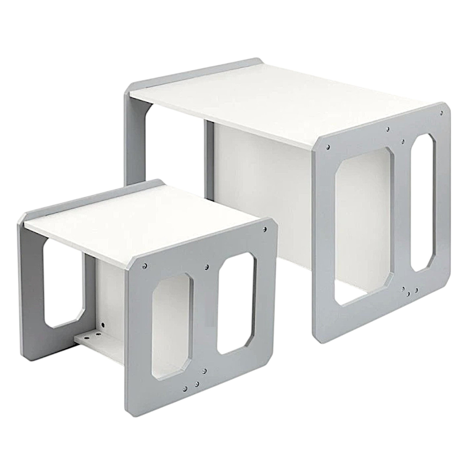 montesori-detska-masa-stolche-ginger-home-darven-komplekt-3v1-bqlo-sivo-TF6912-2 Монтесори Детска маса и Столче GINGER HOME, Дървен Комплект 3 в 1, бяло и сиво - Image 3