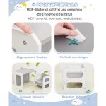 Монтесори Детска маса и Столче GINGER HOME, Дървен Комплект 3 в 1, бяло и сиво - Image 20