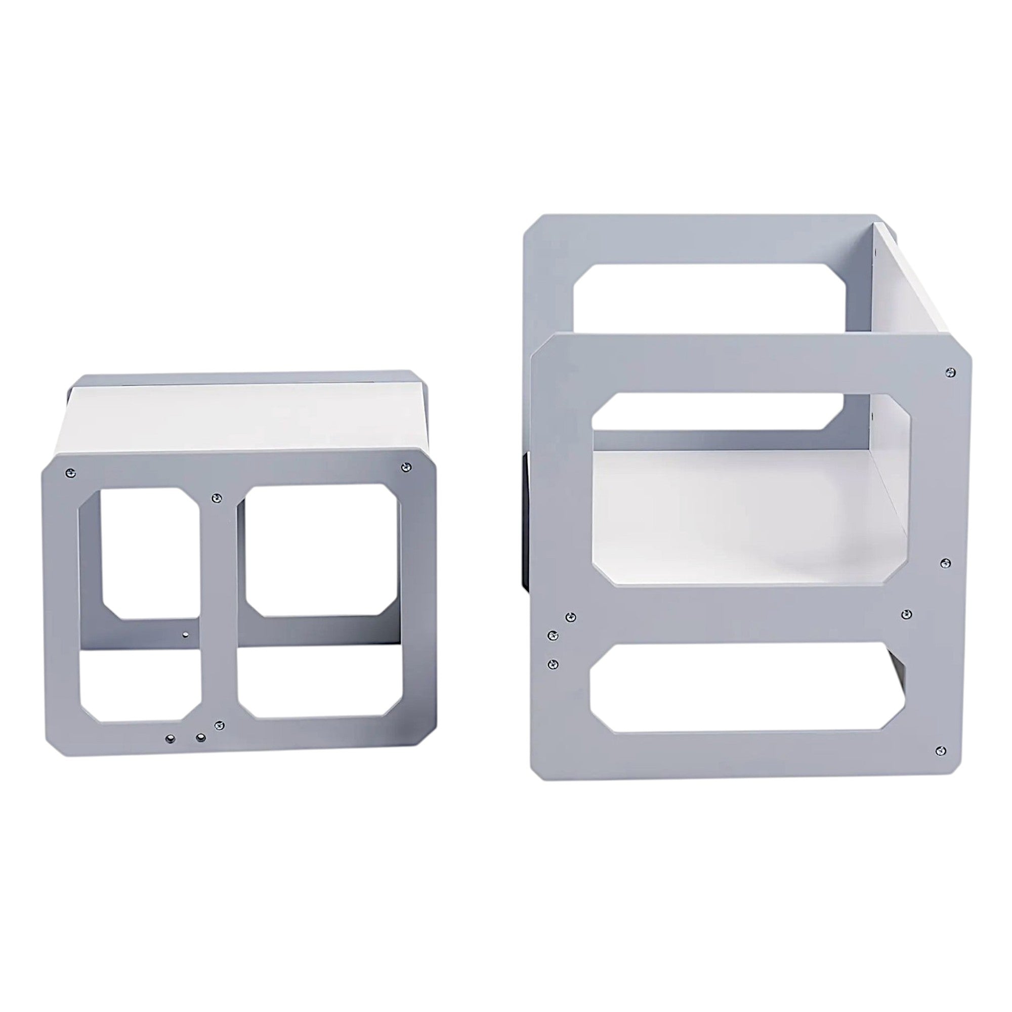 montesori-detska-masa-stolche-ginger-home-darven-komplekt-3v1-bqlo-sivo-TF6912-6 Монтесори Детска маса и Столче GINGER HOME, Дървен Комплект 3 в 1, бяло и сиво - Image 8