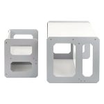 Монтесори Детска маса и Столче GINGER HOME, Дървен Комплект 3 в 1, бяло и сиво - Image 9