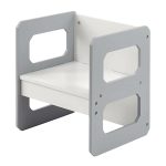 Монтесори Детска маса и Столче GINGER HOME, Дървен Комплект 3 в 1, бяло и сиво - Image 10