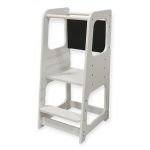 Монтесори Кула GINGER HOME, Образователно Столче с Черна Дъска и Регулируема Височина, Бяла, за Деца от 1-4 години - Image 12