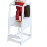 Монтесори Кула GINGER HOME, Образователно Столче с Черна Дъска и Регулируема Височина, Бяла, за Деца от 1-4 години - Image 4