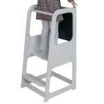 Монтесори Кула GINGER HOME, Образователно Столче с Черна Дъска и Регулируема Височина, Бяла, за Деца от 1-4 години - Image 5