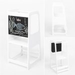 Монтесори Кула GINGER HOME, Образователно Столче с Черна Дъска и Регулируема Височина, Бяла, за Деца от 1-4 години - Image 6