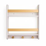 Стенна Детска Етажерка GINGER HOME – Бяла, с Рафтове и Закачалки - Image 5