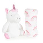 Бебешко одеяло 90/75 cm с играчка Unicorn rainbow