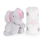 Бебешко одеяло 90/75 cm с играчка Elephant pink