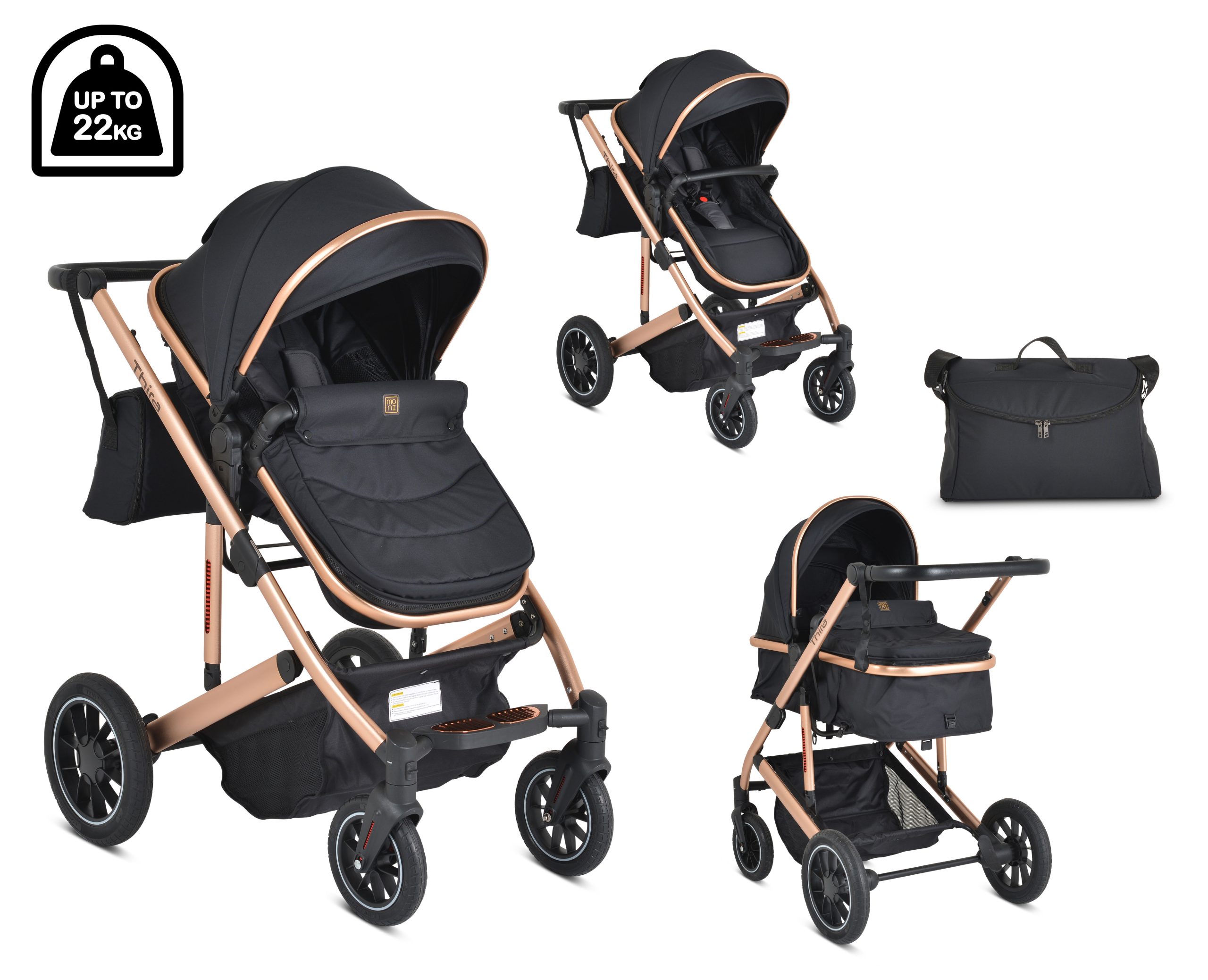 image Комбинирана детска количка Thira черен - Image 1