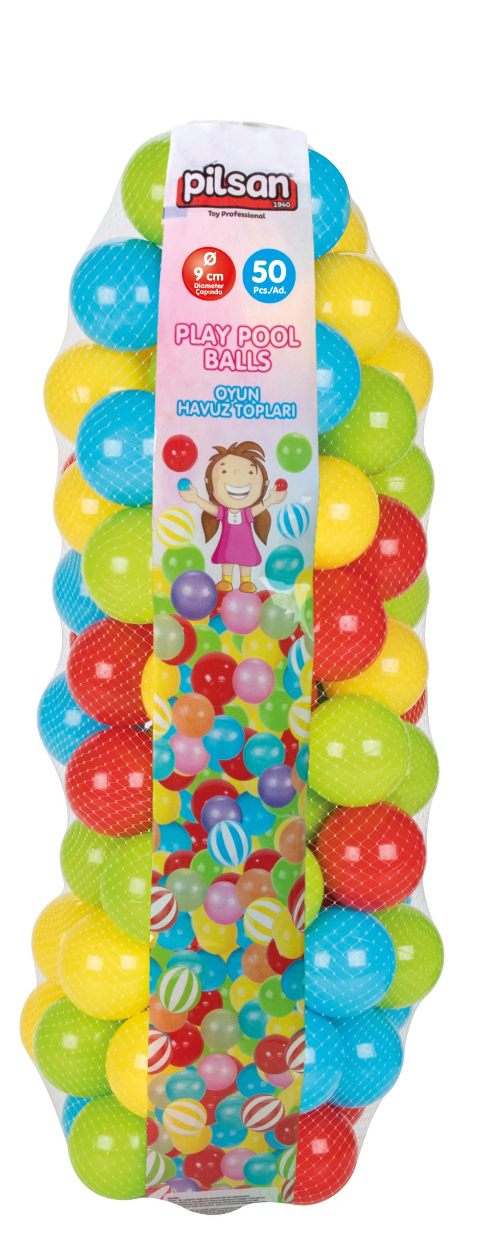 image Топки за игра 9 см 50 бр. в мрежа 06407 - Image 1